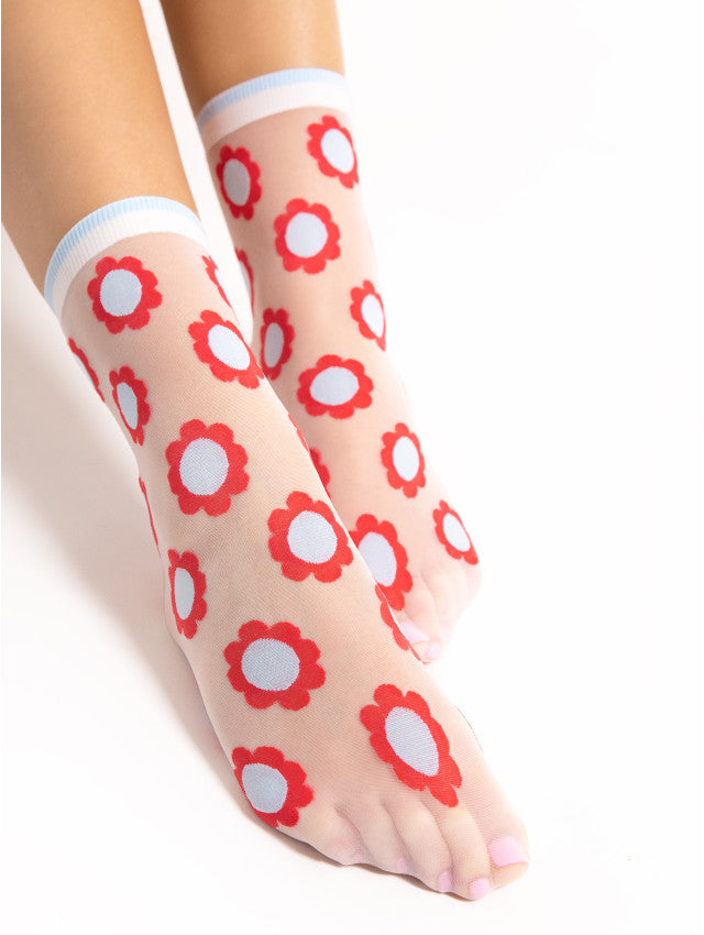 Cute Sheer Summer Socks Flower Pattern Mia 20 DEN