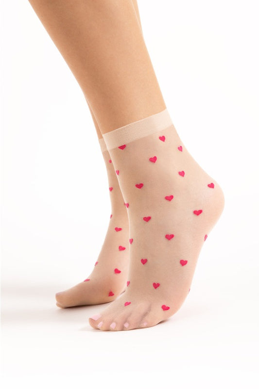 Cute Sheer Socks Heart Pattern Crush 20 DEN
