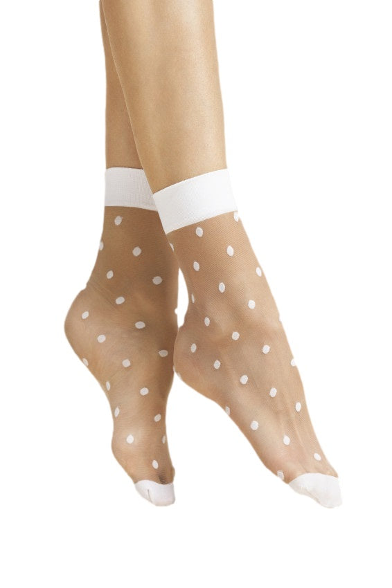 Chic Sheer Summer Socks Small White Dots Papavero