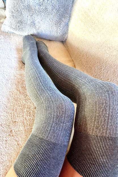 Zazu A40 Chaussettes au-dessus du genou en coton côtelé en gris