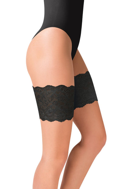Lace Top Thigh Band Plus Size - Black