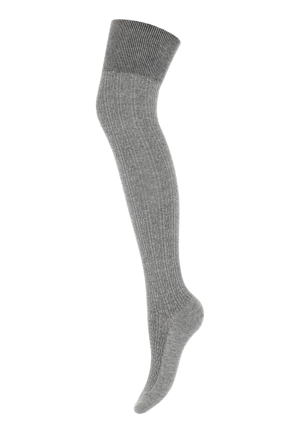 Zazu A40 Ribbed Cotton Over-the-Knee Socks in Grey
