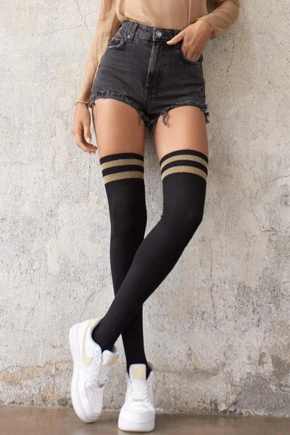over-the-knee socks exude a unique and sophisticated elegance, 
