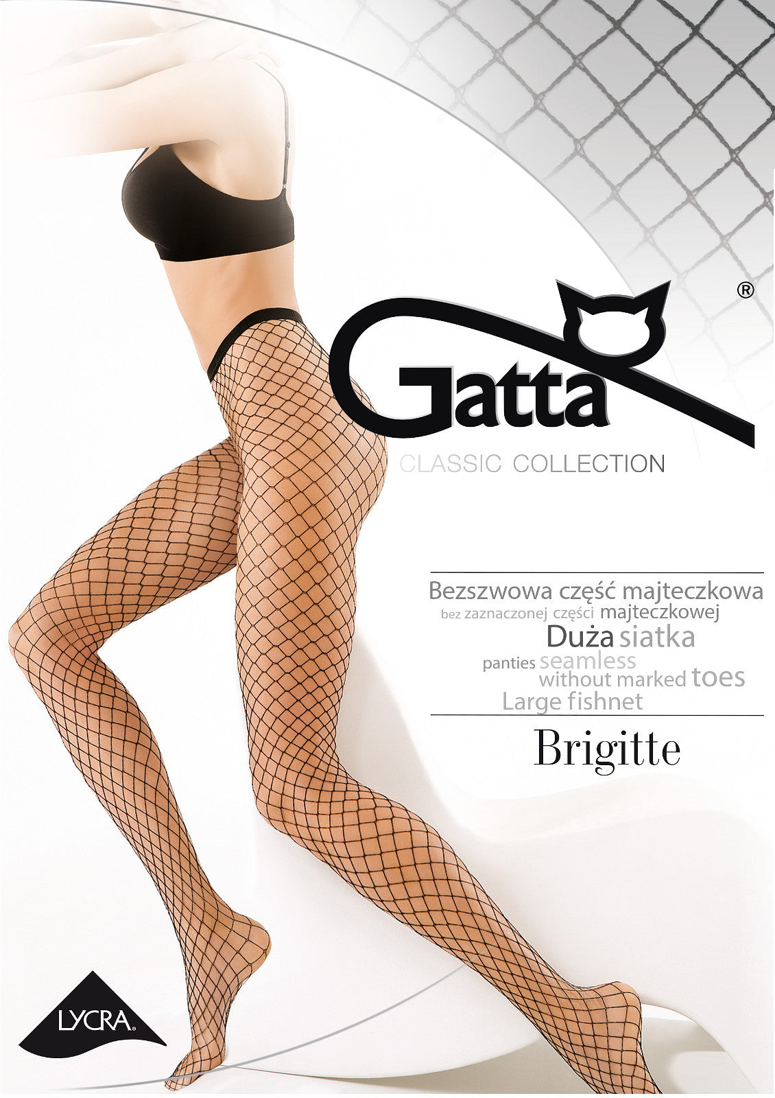 Seamless Fishnet Tights Gatta Brigitte - Large Mesh - Black