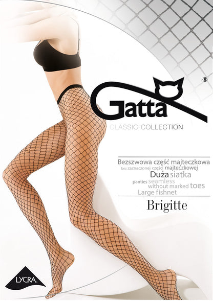 Seamless Fishnet Tights Gatta Brigitte - Large Mesh - Black