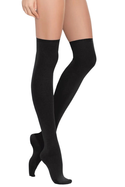 Overknee sokken met fleecevoering Zwart 300 DEN
