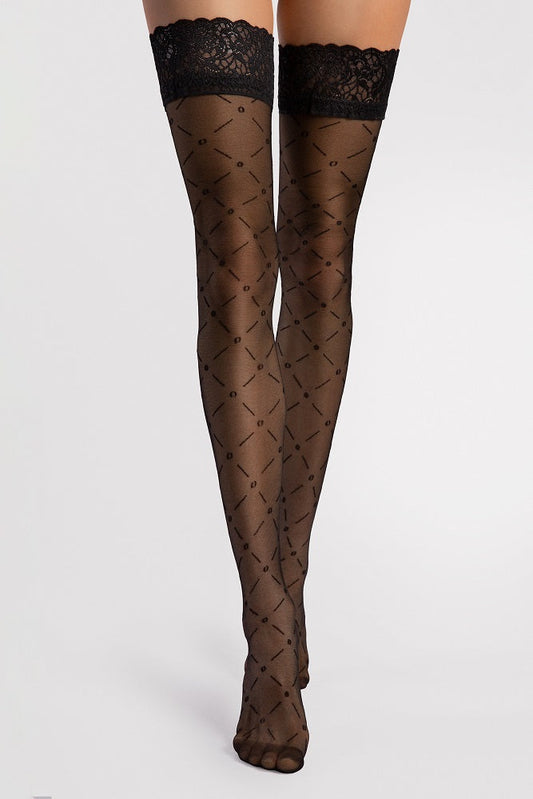 Stay-up Stockings Wide Lace Black 20 DEN 
