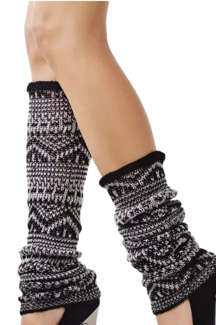 Jambières tricotées confortables en noir et gris